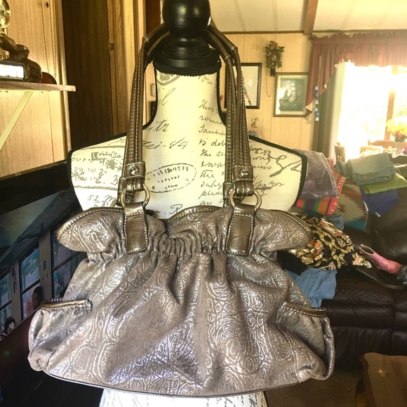 Kathy Van Zeeland Handbags - Katy Van Zeeland brown and silver shoulder purse